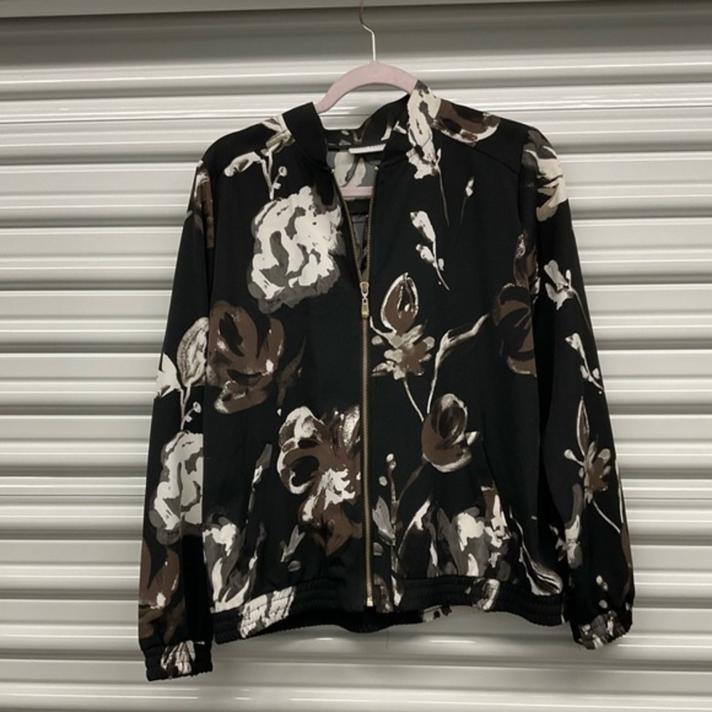 Susan Graver Brown and Cream Floral Jacket Size M